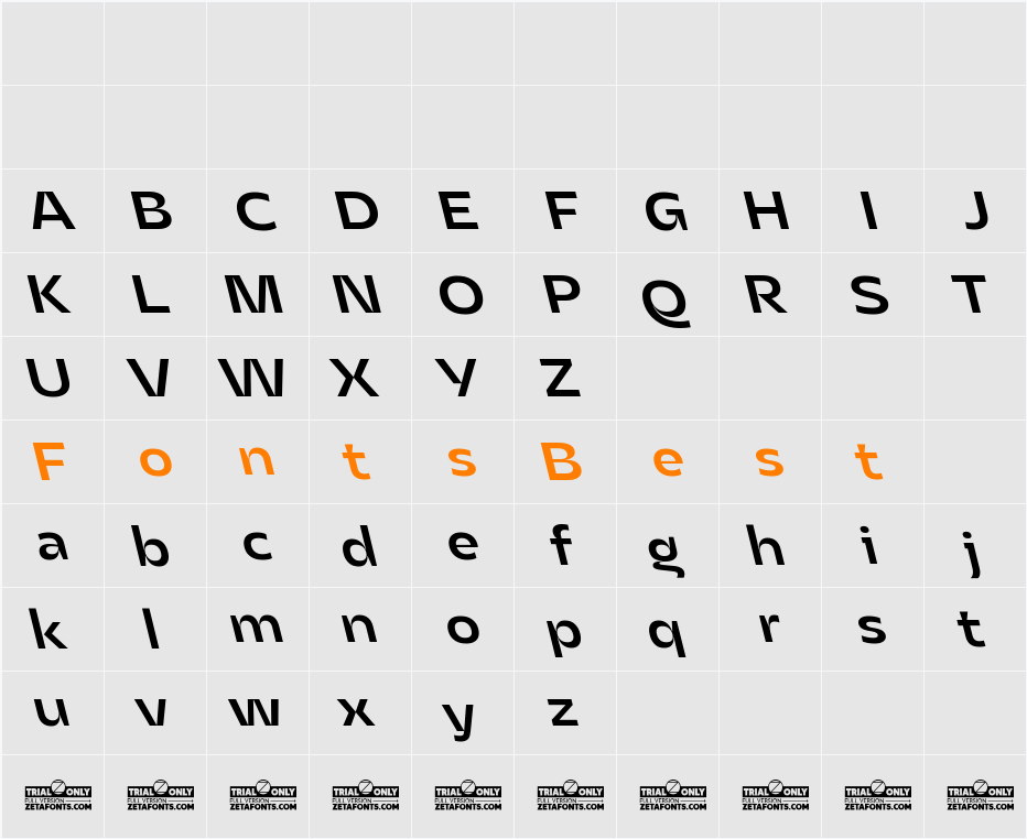 Asgard Trial Fit Medium Backslant Character Map