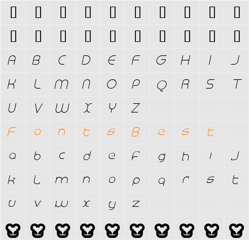 Megalomania Character Map