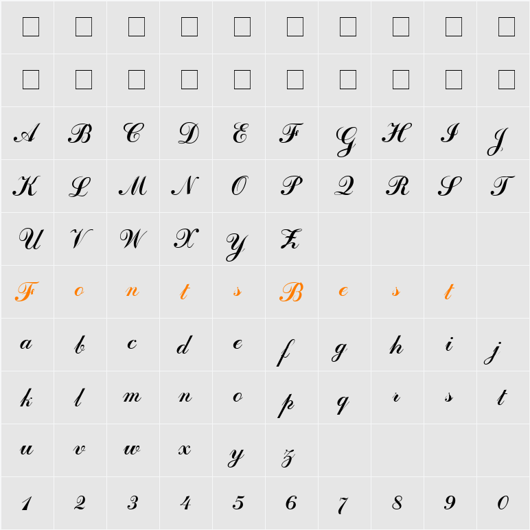 Dahling Script SSi Character Map