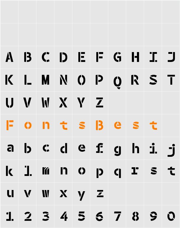 BPmonoStencil Character Map