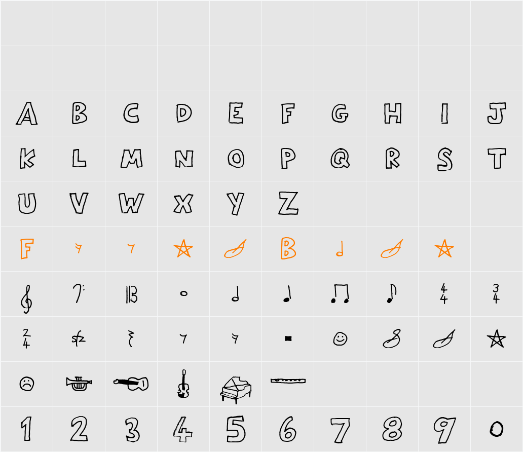 Amura Music Character Map