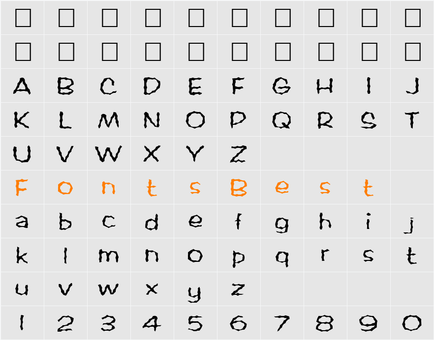 FZ WACKY 60 Character Map