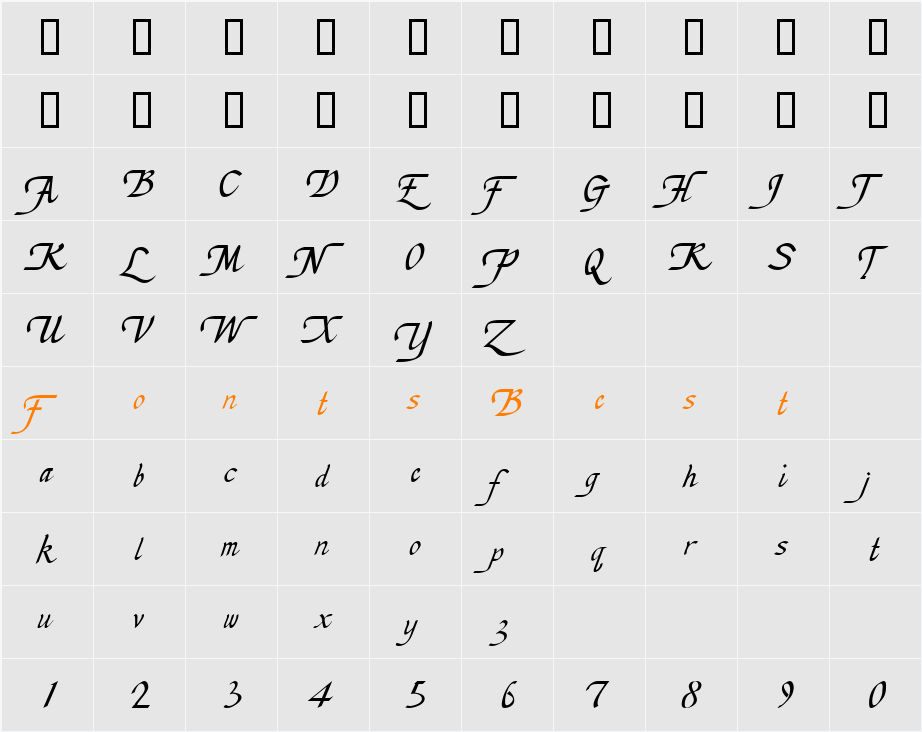 Chancellerie Moderne Demo Character Map