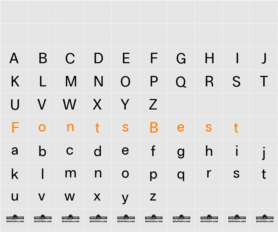 Boring Sans A Trial Character Map