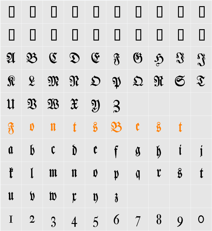 Chursaechsische Fraktur  UNZ1 Character Map