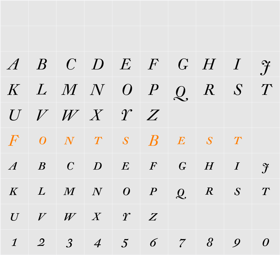 DTL Fleischmann D Caps Character Map