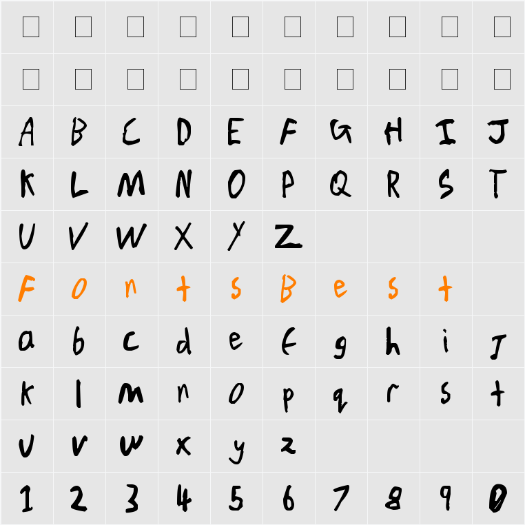 Chicken Scratch V1 Character Map