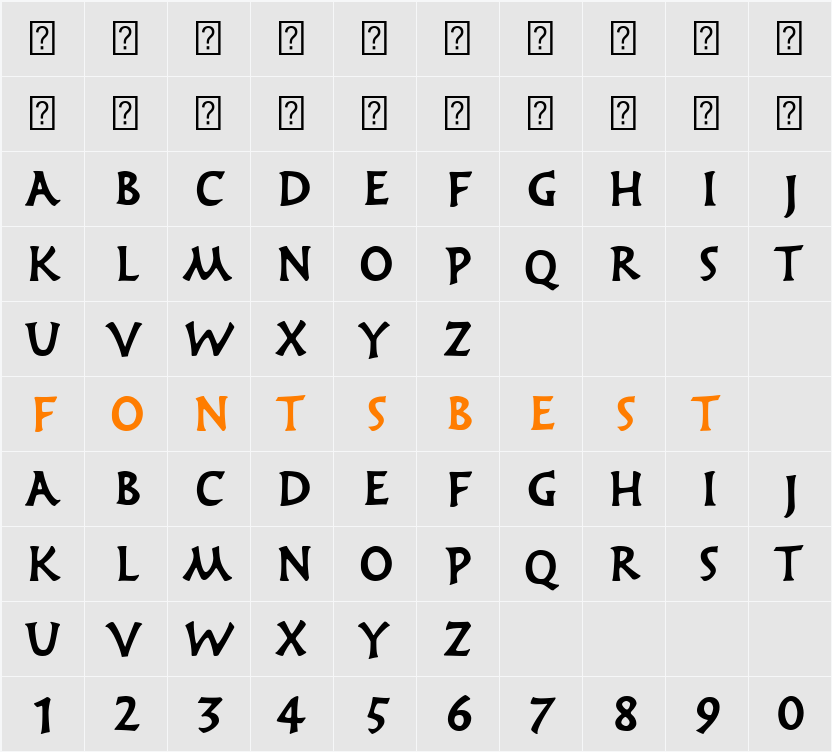 Frutiger Capitalis Regular Character Map