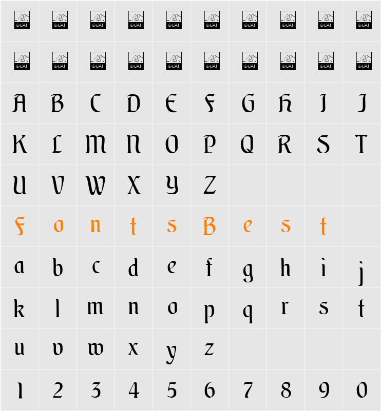 Augsburger Schrift CAT Character Map