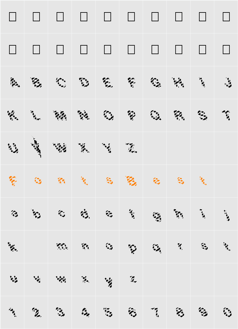 FZ UNIQUE 20 STRIPED LEFTY Character Map