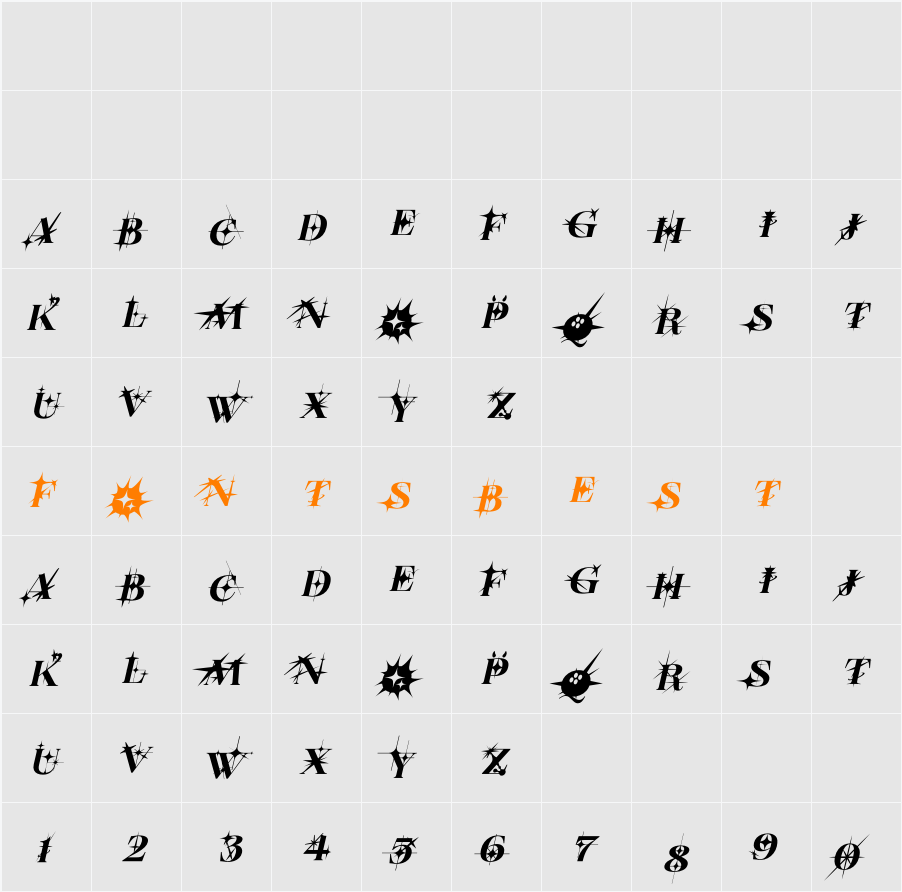 CHETKIY TYPEFACE ITALIC Character Map
