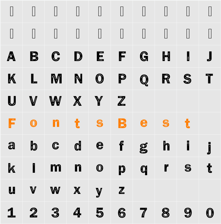 DTCFunkyM33 Character Map