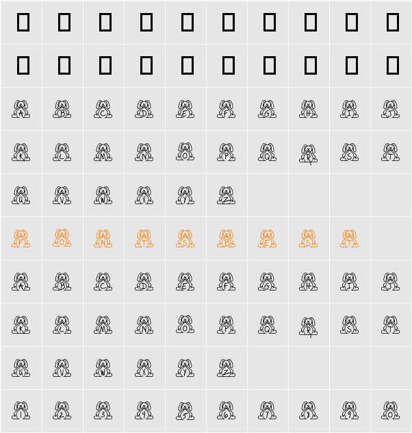 BillyBear EasterFont Character Map
