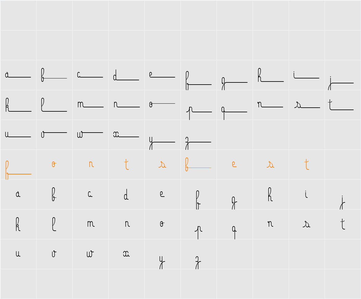 Bellefine Character Map