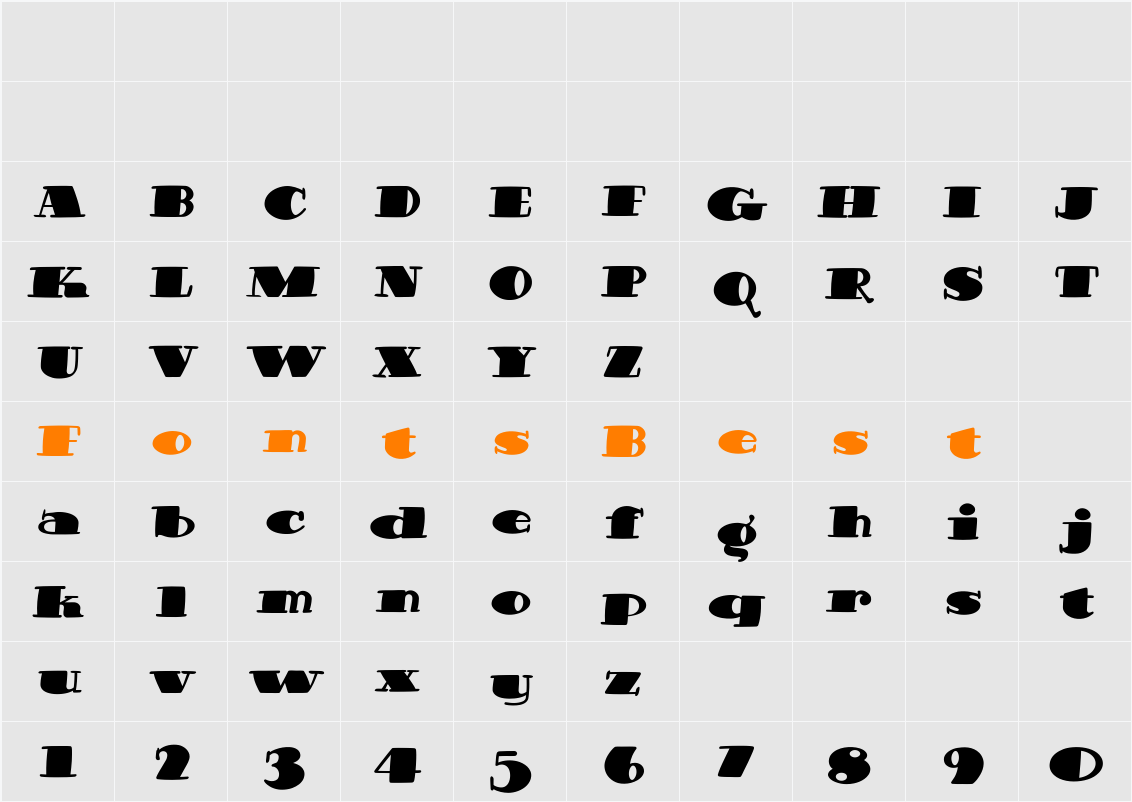 CheerioFatItalic Character Map