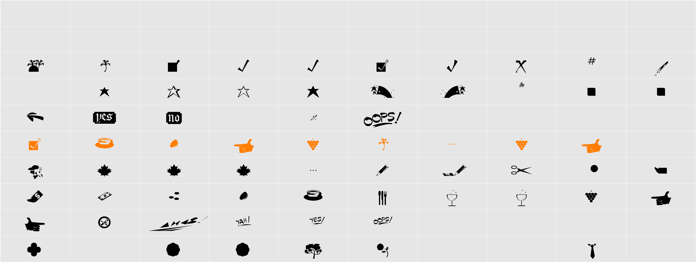 MiniPicsFont Character Map