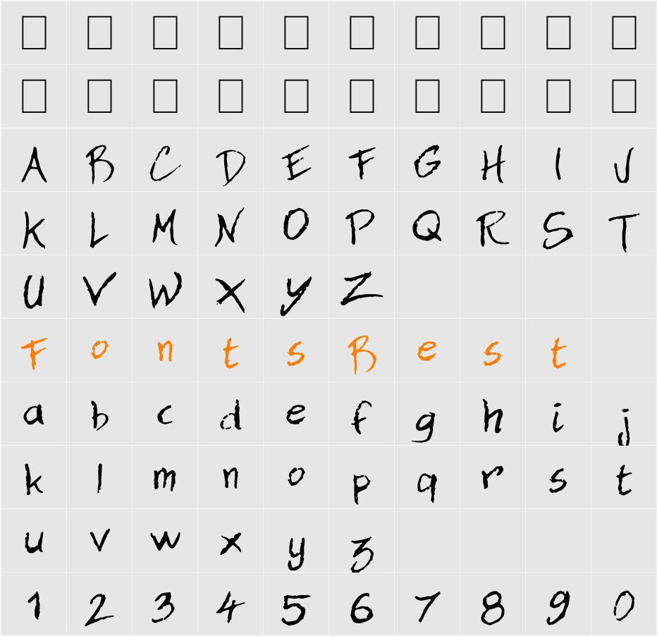 Dan Hand Character Map