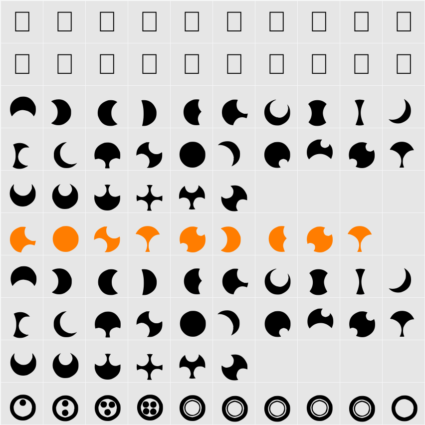 Moonogram Character Map