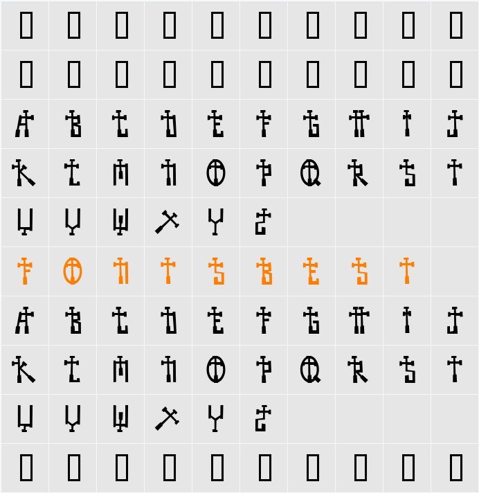 BE CROSS Character Map