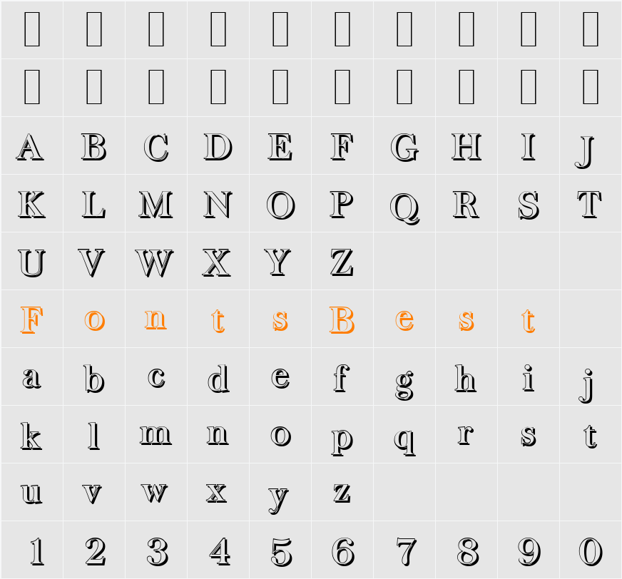 BaskervilleShadow-Medium Character Map