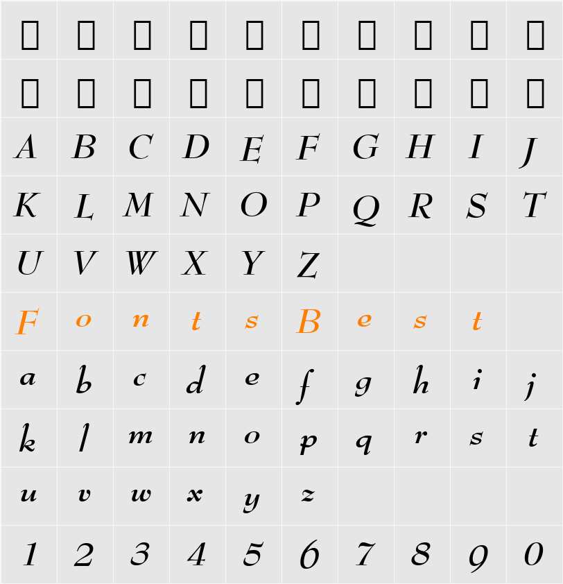 BernhardMod BT Character Map