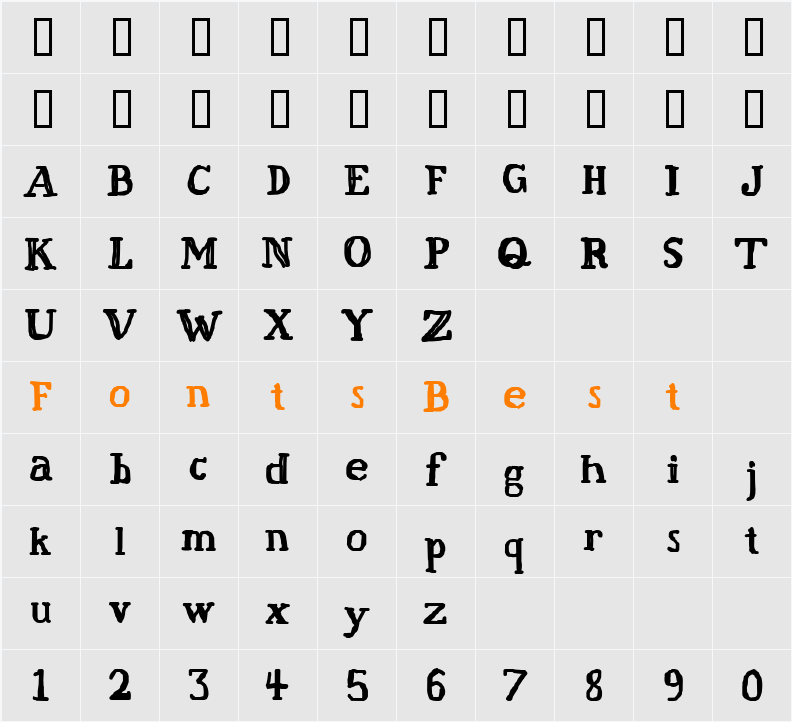 JI-Lacers Character Map