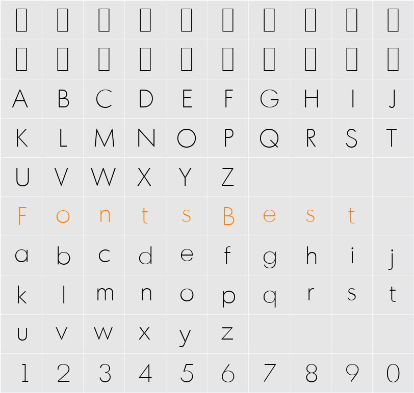 MontrealSerial-Xlight Character Map