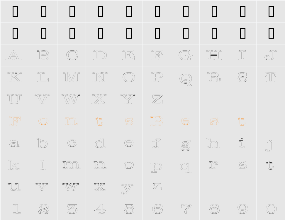 DatelineOutlineExtended Character Map