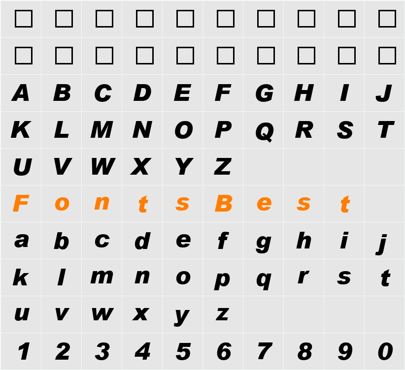Arial Black Character Map