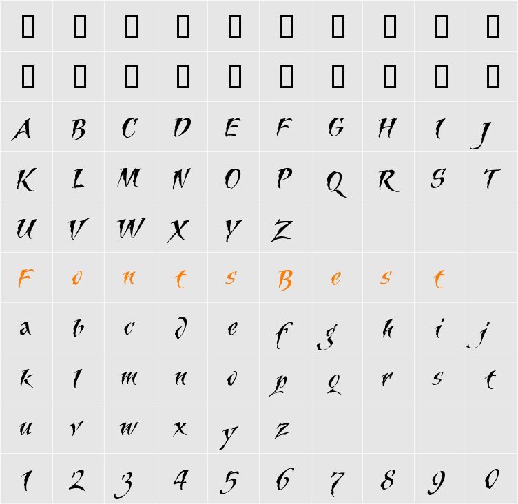 Beanwood Script Character Map