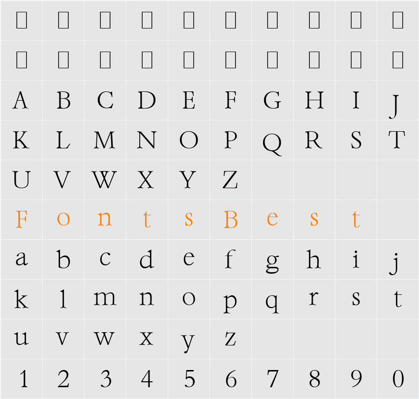 Bernstein-Serial-ExtraLight Character Map