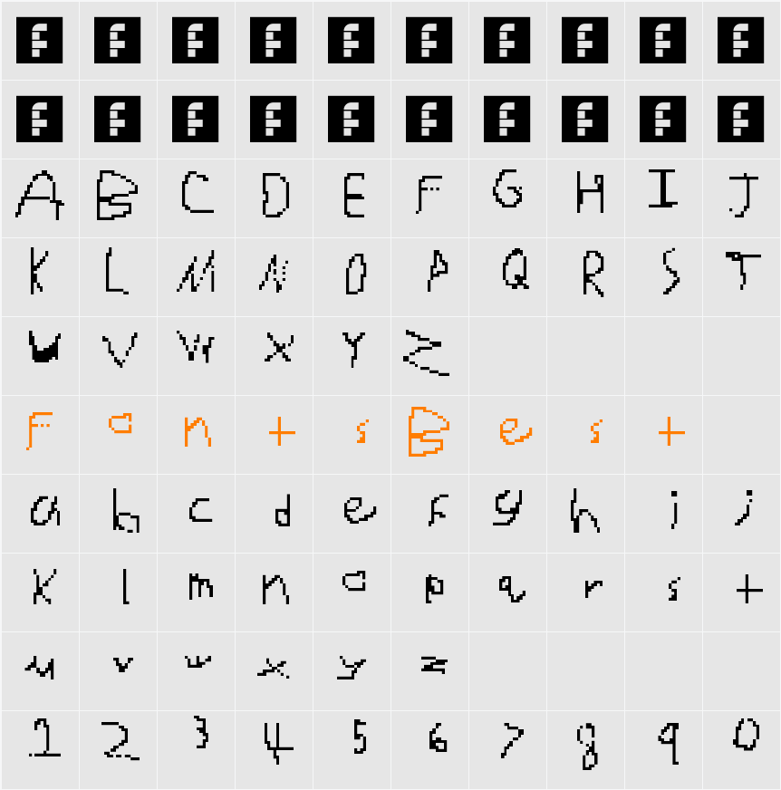 Bad Handwriting Character Map