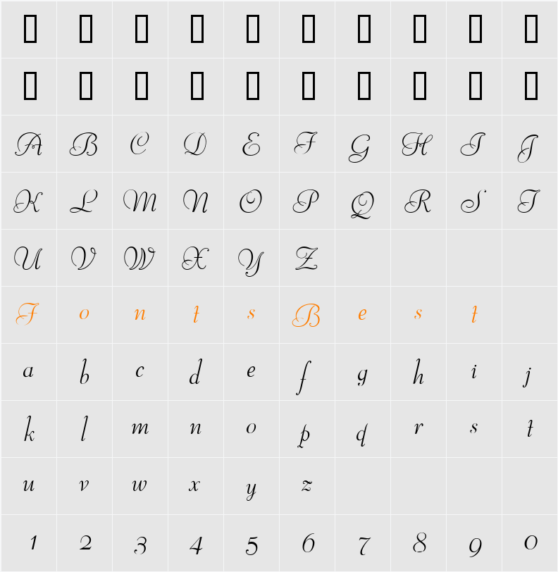 Moskovia Script Character Map