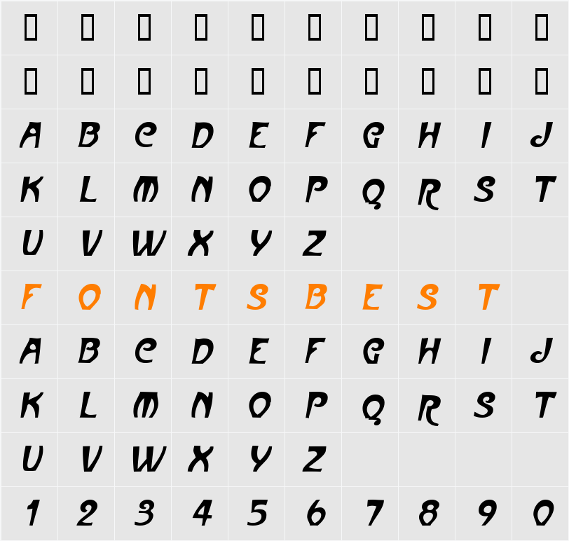 MullinsCaps Character Map