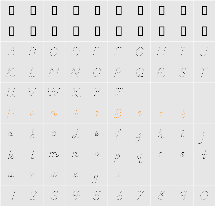 DN Manuscript Dots Character Map