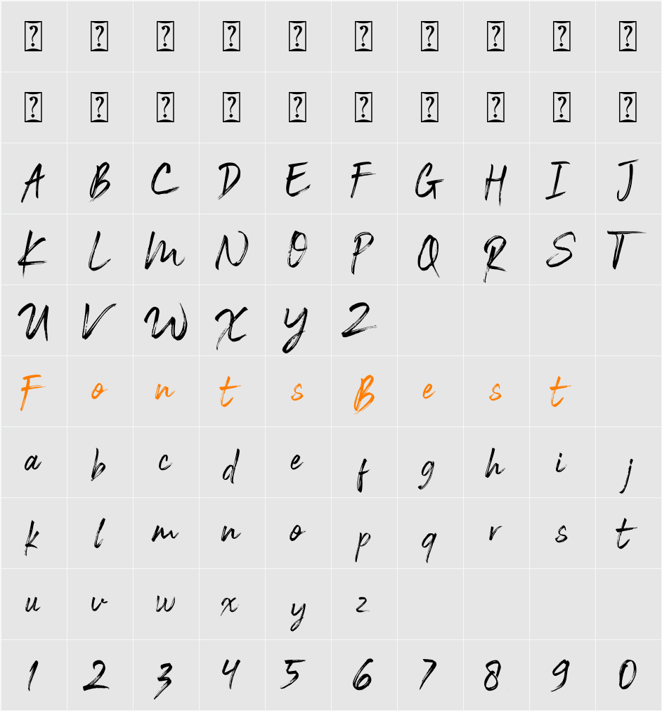 Black Vosten Personal Use Character Map