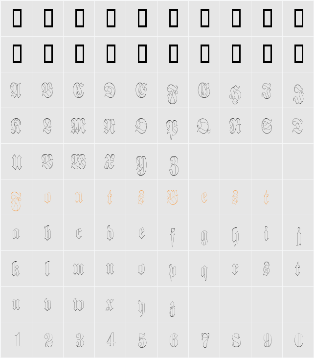 BerlinerOutlineCondensed Character Map