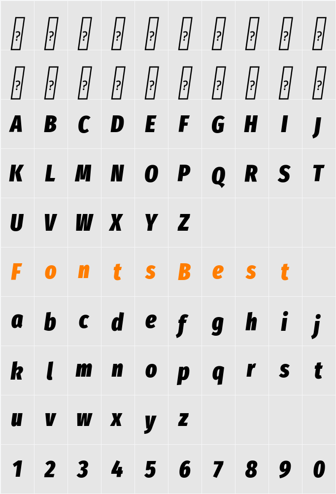 Fira Sans Extra Condensed Black Character Map