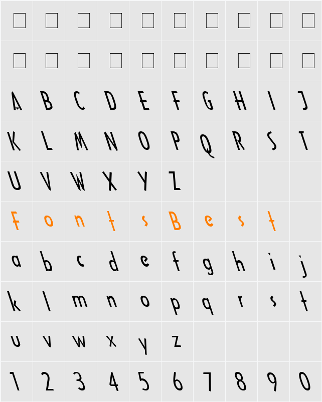 Arcitectura Lefty Character Map