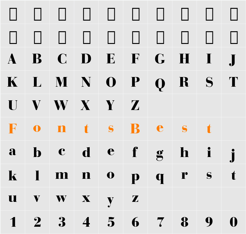 BauerBodni Blk BT Character Map
