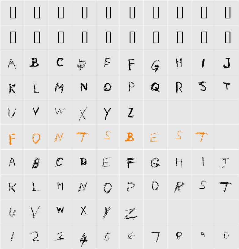 Nail Scratch Character Map