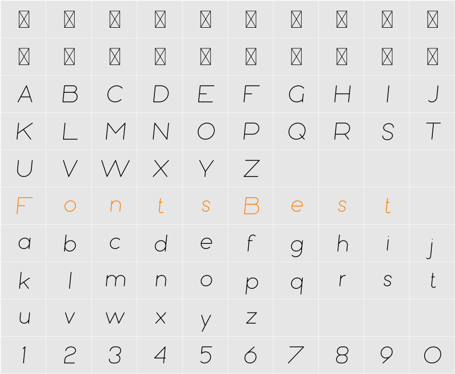 Bubbble Gum Italic Light Character Map