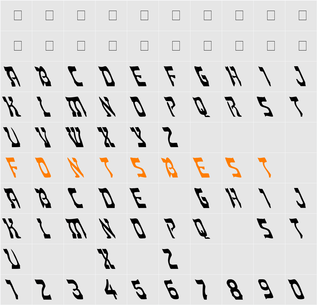Moses-Light Leftie Character Map