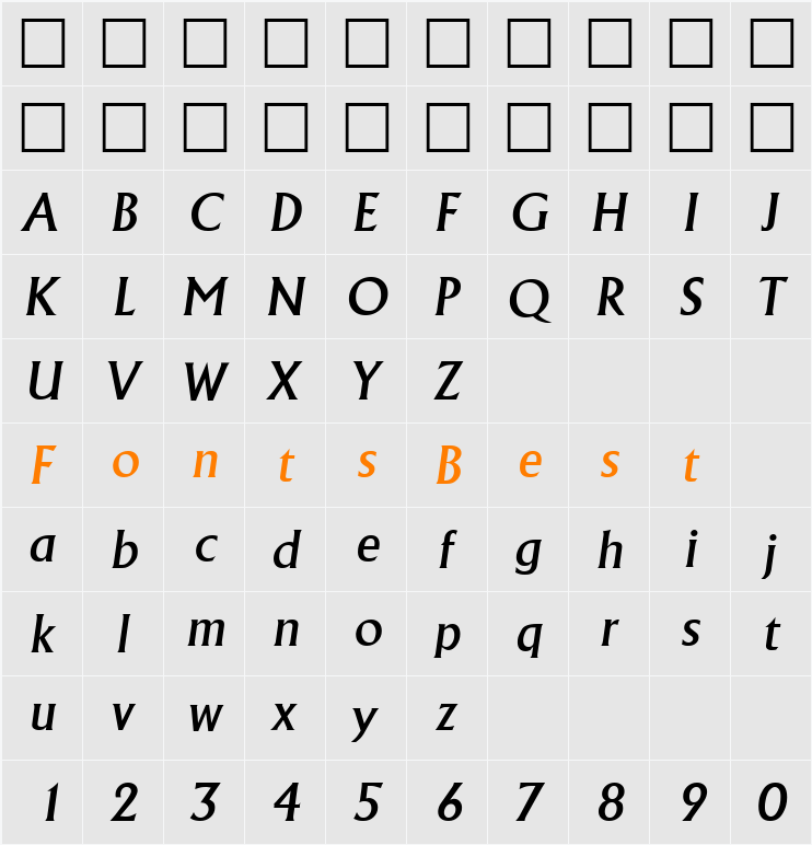 Adelon-MediumIta Character Map