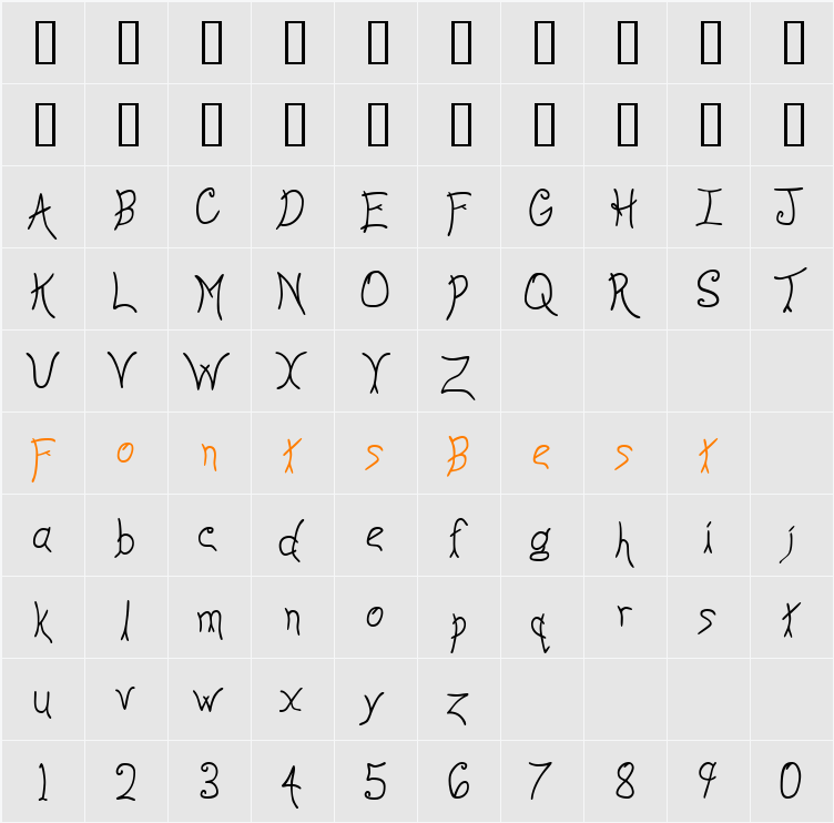 Anyway Light Character Map