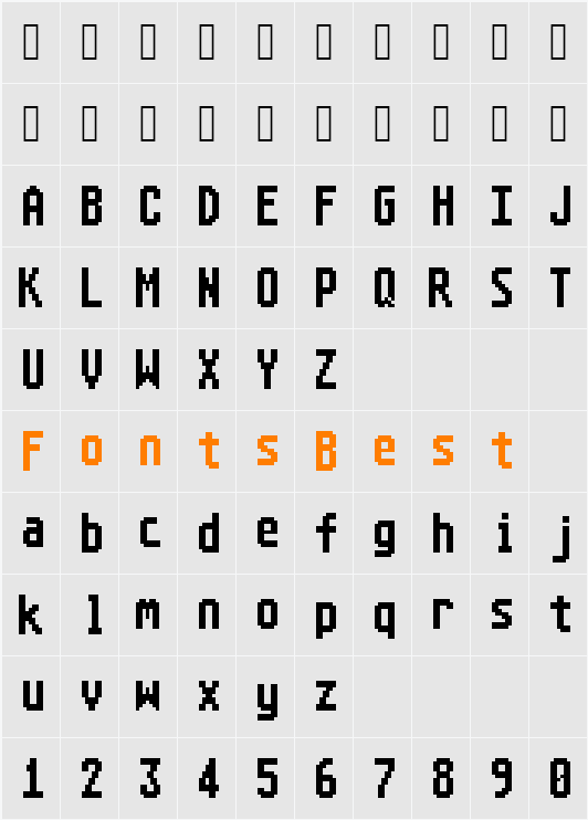 Atari ST 8x16 System Font Character Map