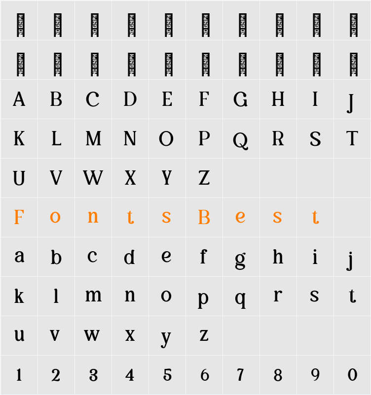 Balivia Free Bold Character Map