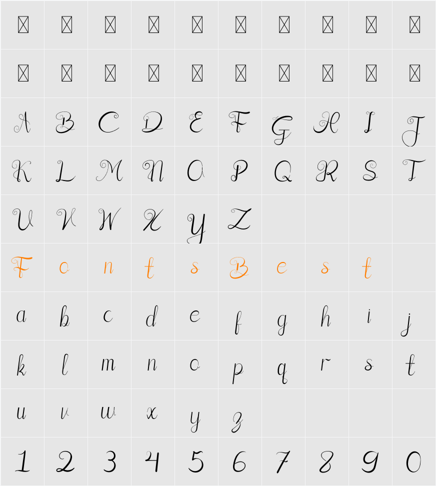 Buny Huny Character Map