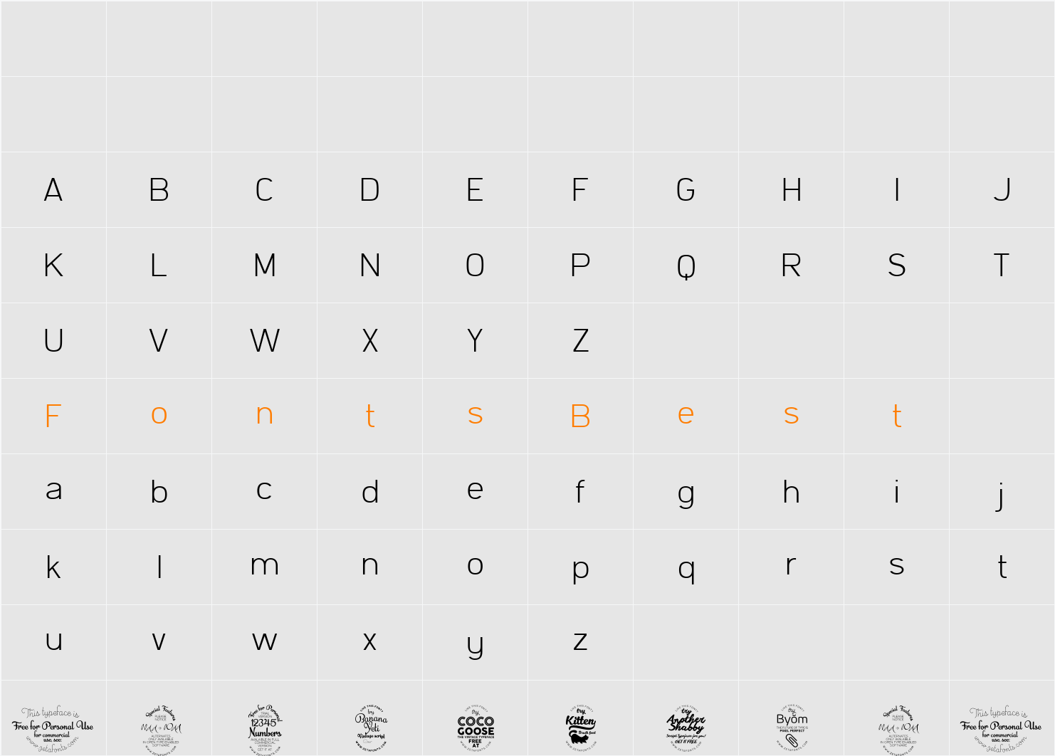 Filetto Character Map