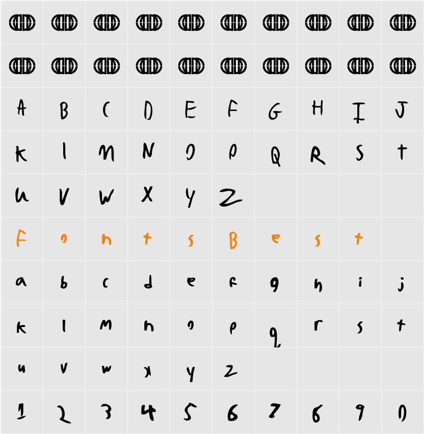 Bad Handwriting 7.2 Character Map